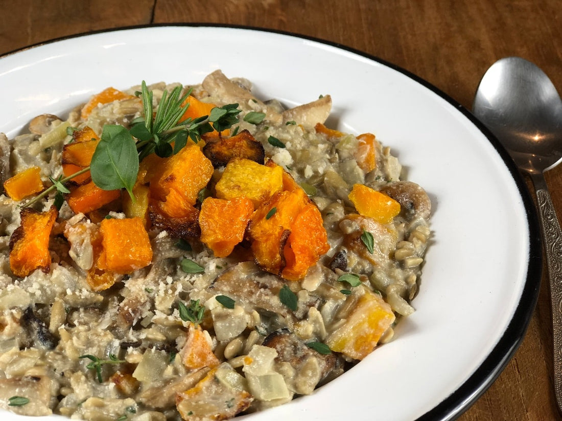 Zonnebloempit-risotto met pompoen Vega Recept Nuthouse