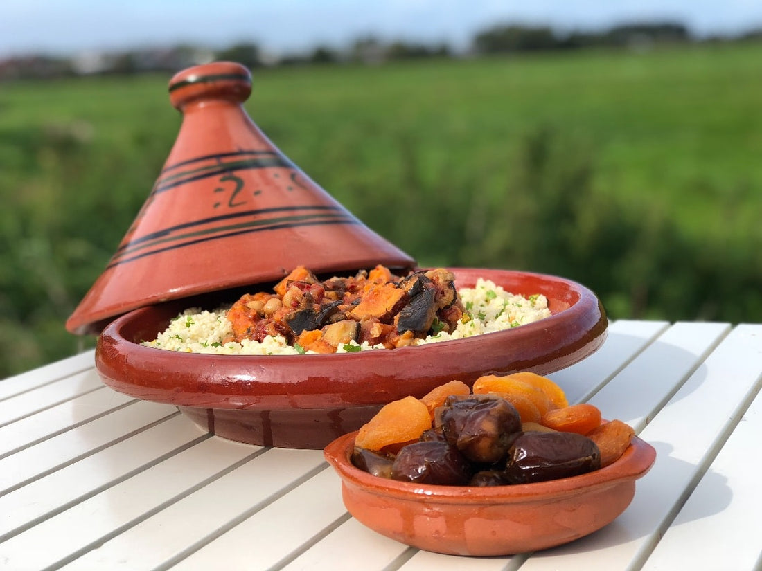 Tajine met zoete aardappel, aubergine en dadels The Nuthouse