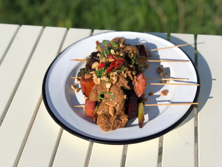 Vegetarische saté met makkelijke pindasaus